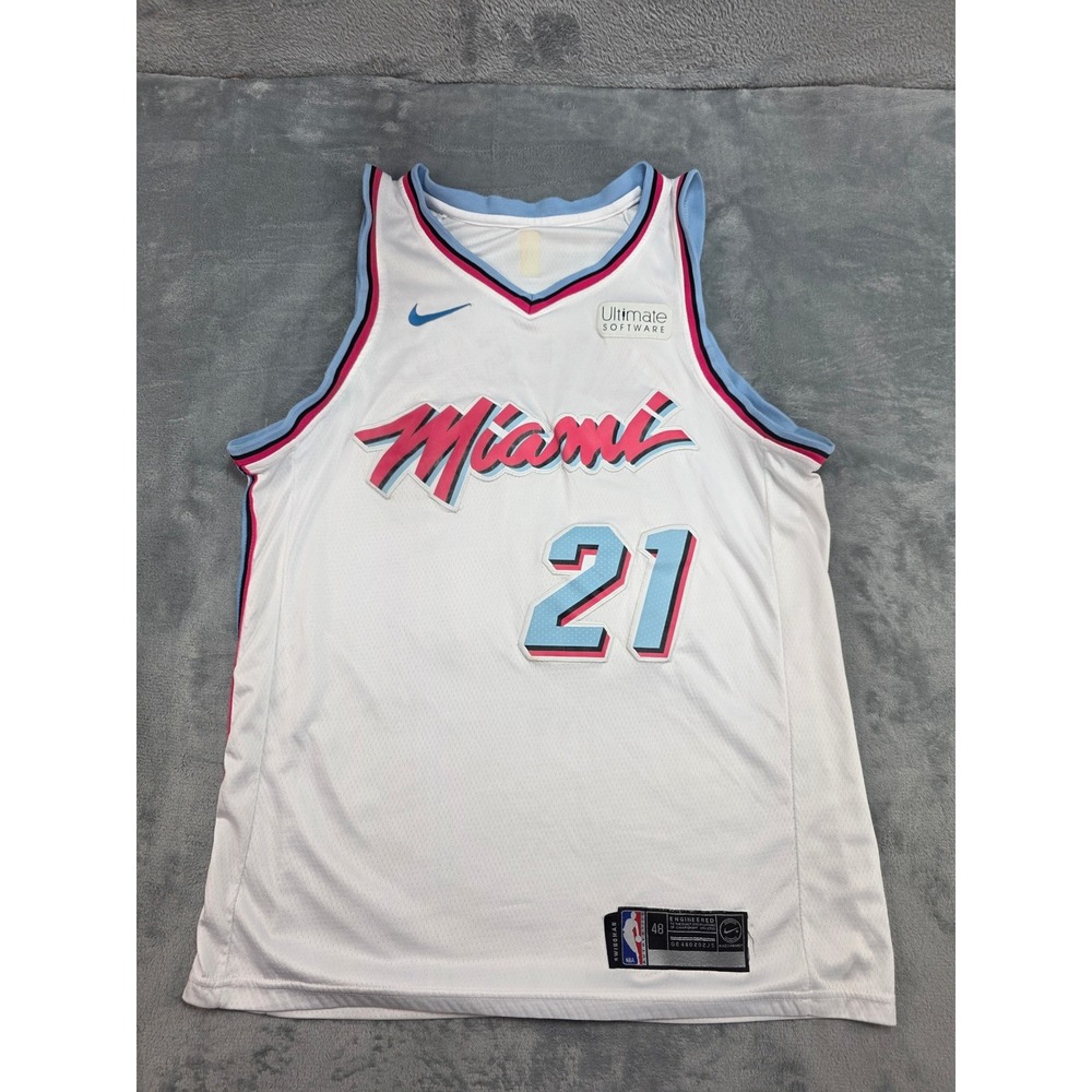 Nike Miami Heat Hassan Whiteside 21 Vice Nights Swingman Jersey White Mens 48 L‎
